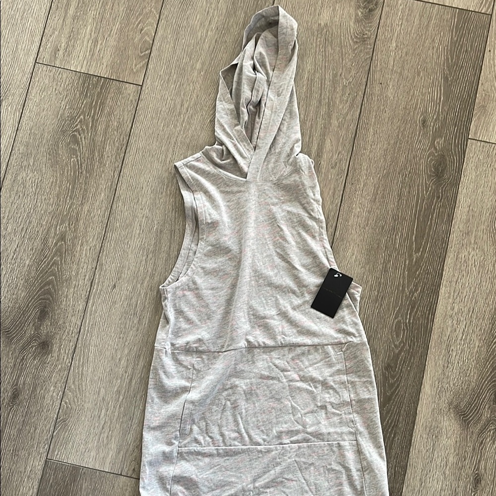 Gray Sleeveless Hoodie Dress